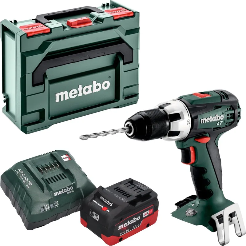 BS 18 LT accuboormachine 18 V 60 Nm + 1x LiHD accu 5,5 Ah + oplader + metaBOX de Metabo – image du produit