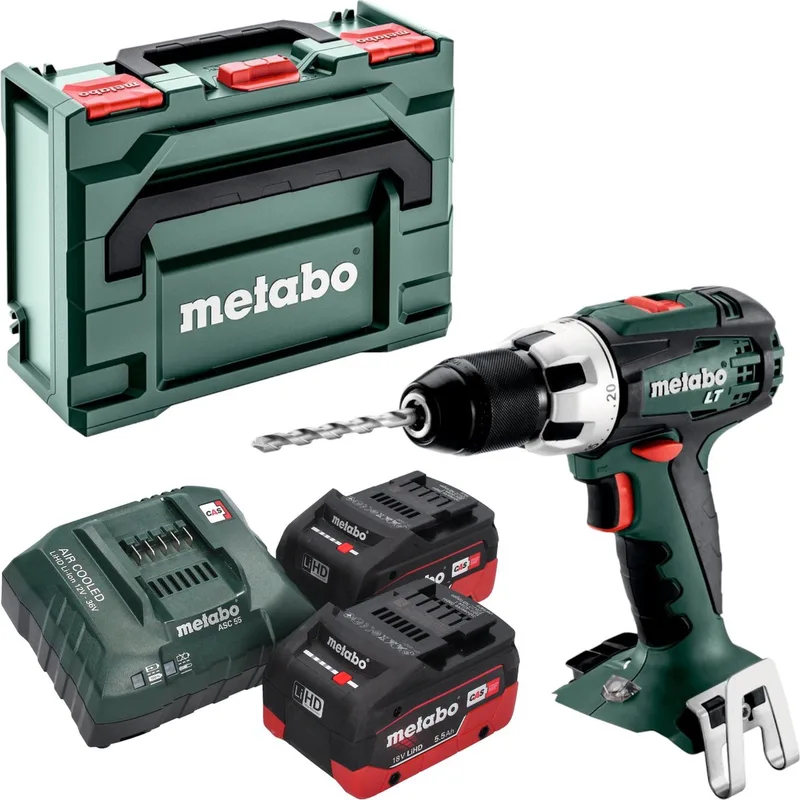 BS 18 LT accuboormachine 18 V 60 Nm + 2x LiHD accu 5,5 Ah + oplader + metaBOX de Metabo – image du produit