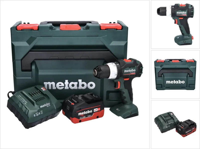 BS 18 LT BL accuboormachine 18 V 75 Nm borstelloos + 1x accu 5,5 Ah + oplader + metaBOX van Metabo – productafbeelding
