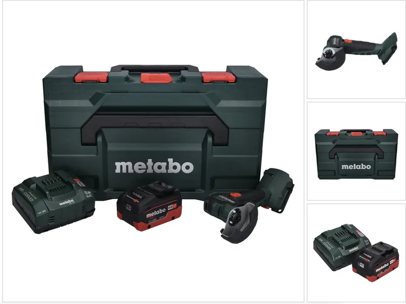 CC 18 LTX accu-haakse slijper 18 V 76 mm borstelloos + 1x accu 5,5 Ah + oplader + metaBOX de Metabo – image du produit