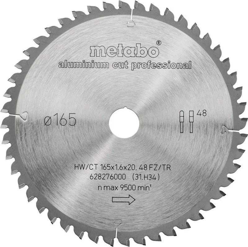Cirkelzaagblad D165xDikte1,2xBoring20mm FZ/TR Z. 48 Spaanhoek 5Graden Metabo de Metabo – image du produit
