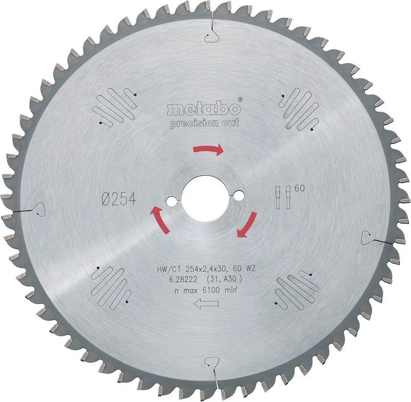 Cirkelzaagblad HM 250x30mm 60 tands WZ by Metabo – product image