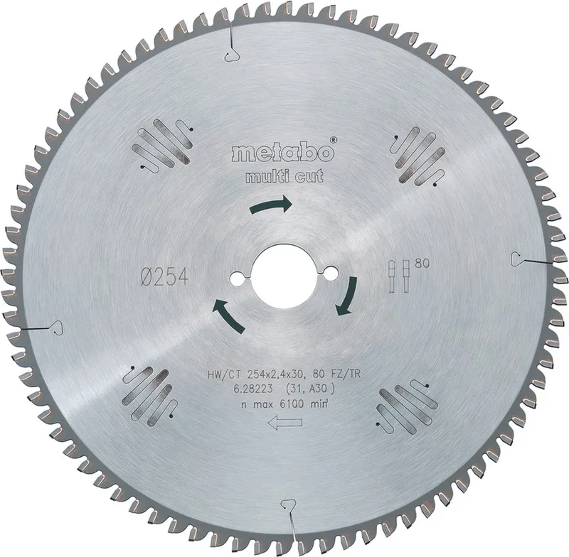 Cirkelzaagblad HM 250x30mm 80 tands WZ by Metabo – product image