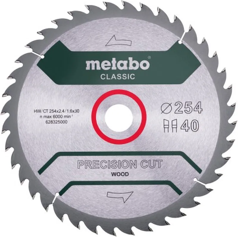Cirkelzaagblad | Precision Cut Classic | 254x30mm | Z40 WZ 20° by Metabo – product image