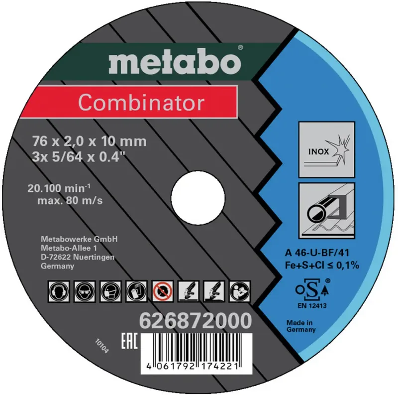 Combinator 626872000 Trennscheibe gekröpft 76 mm 1 St. INOX by Metabo – product image