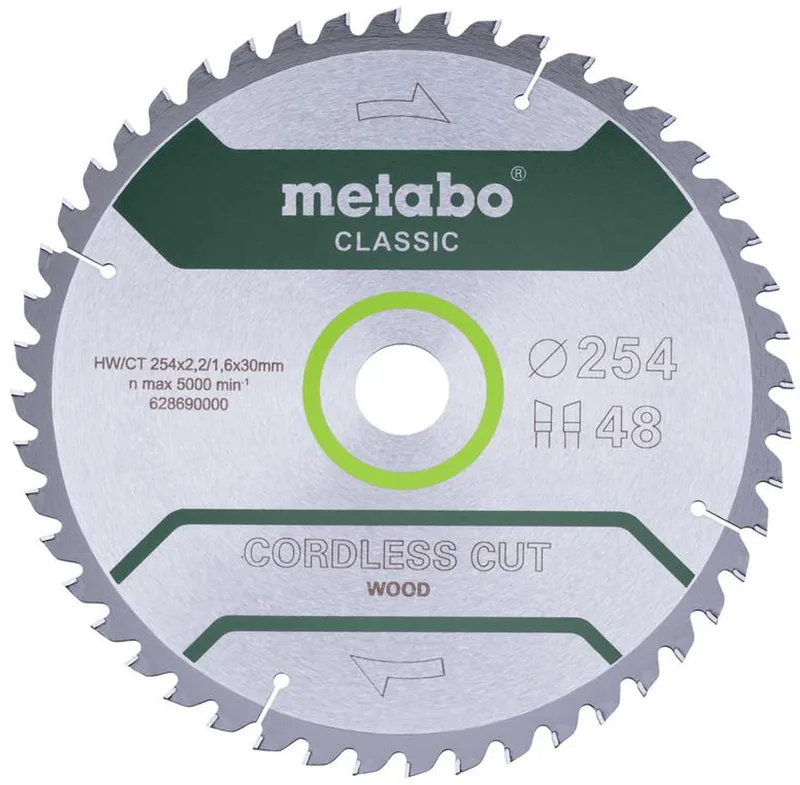 Cordless Cut Wood Classic - Cirkelzaagblad - 254mm - 30mm - 48 tanden de Metabo – image du produit