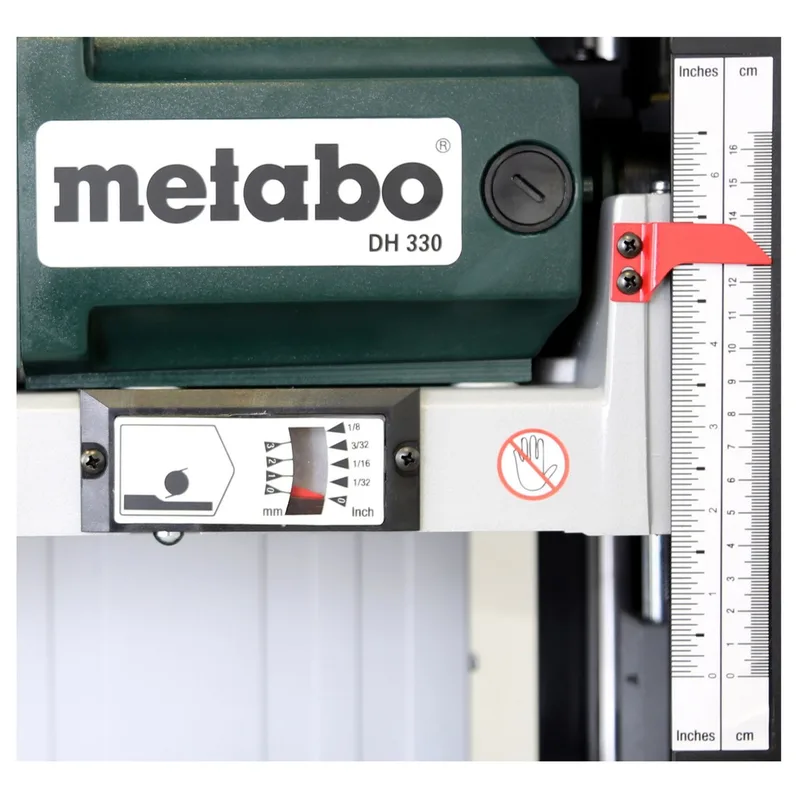 Dickenhobel DH 330, 1800 in W, Hobelbreite: 330 in mm, Wiederanlaufschutz, Einstellung durch Handkurbel von Metabo, Grün, Schwarz, Silber – Produktbild 4 von 5