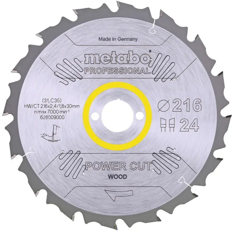 HW/CT 216X30 24 WZ 628009000 Hartmetall Kreissägeblatt 216 x 30 x 1.8 mm Zähneanzahl: 24 1 St. fra Metabo – produktbillede