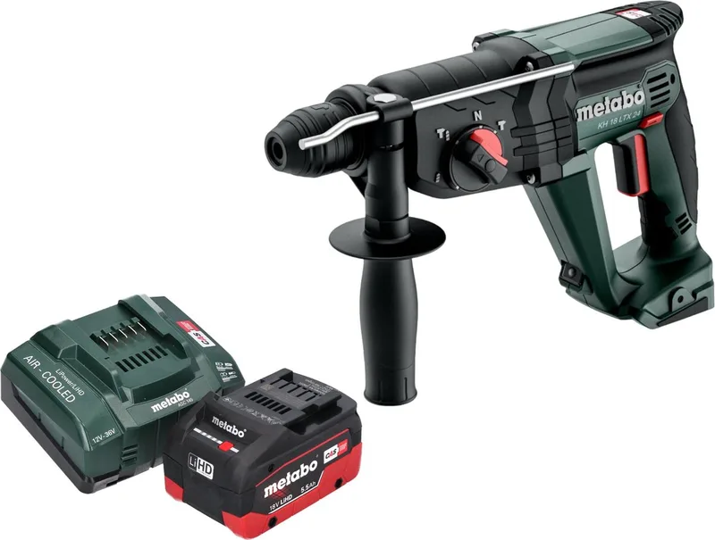 KH 18 LTX 24 accu combihamer 18 V 2,1 J SDS Plus + 1x LiHD accu 5,5 Ah + lader de Metabo – image du produit