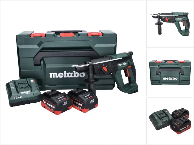 KH 18 LTX 24 accu combihamer 18 V 2,1 J SDS plus + 2x accu 5,5 Ah + lader + metaBOX de Metabo – image du produit