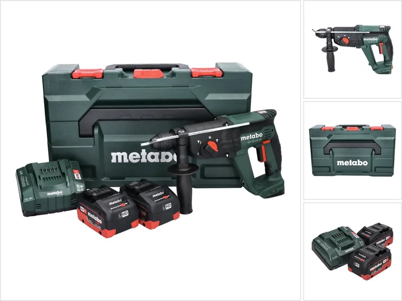 KH 18 LTX 24 accu combihamer 18 V 2.1 J SDS plus + 2x accu 8.0 Ah + lader + metaBOX von Metabo – Produktbild