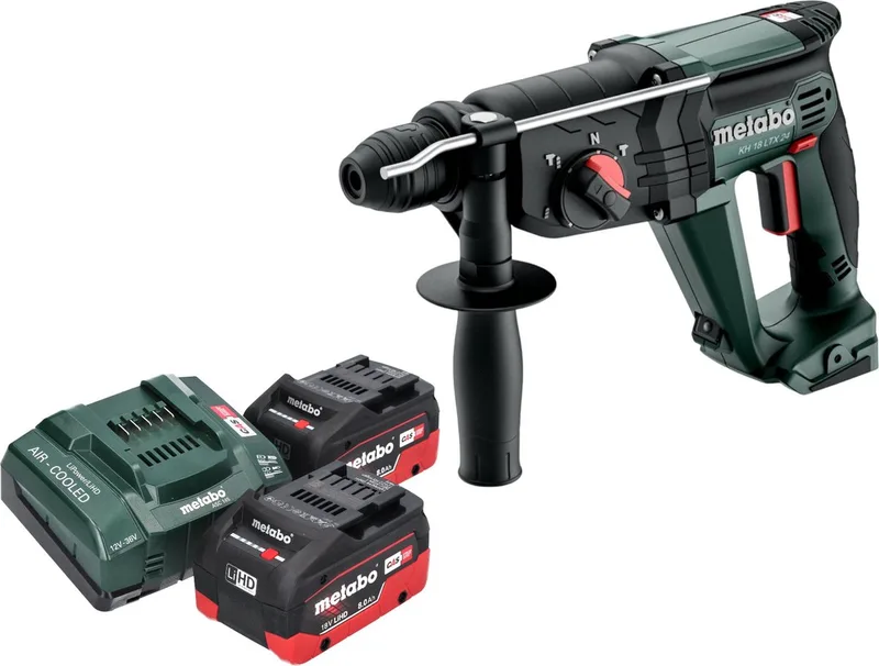 KH 18 LTX 24 accu combihamer 18 V 2.1 J SDS Plus + 2x LiHD accu 8.0 Ah + lader de Metabo – image du produit