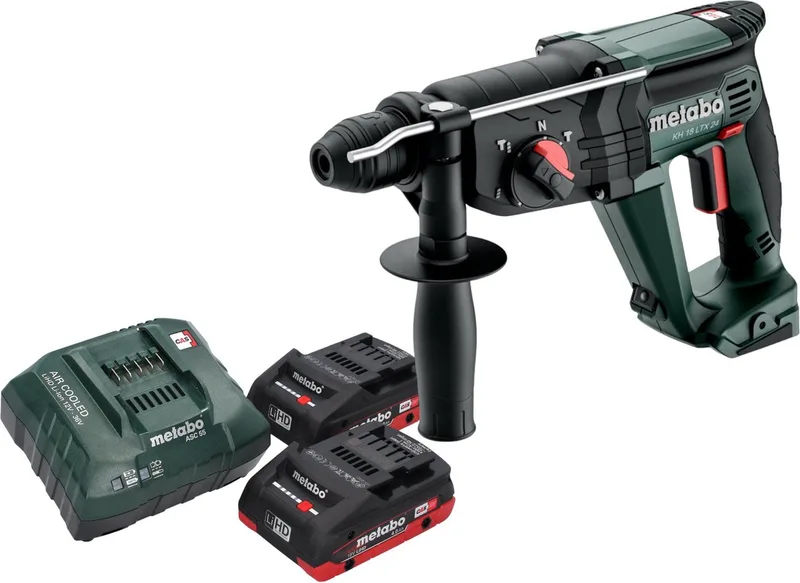KH 18 LTX 24 accu combihamer 18 V 2.1 J SDS Plus + 2x LiHD accu 4.0 Ah + lader de Metabo – image du produit