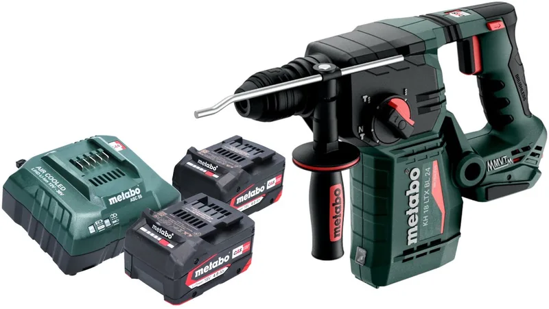 KH 18 LTX BL 24 accu-boorhamer 18 V 2,2 J SDS Plus Brushless + 2x accu 4,0 Ah + oplader von Metabo – Produktbild