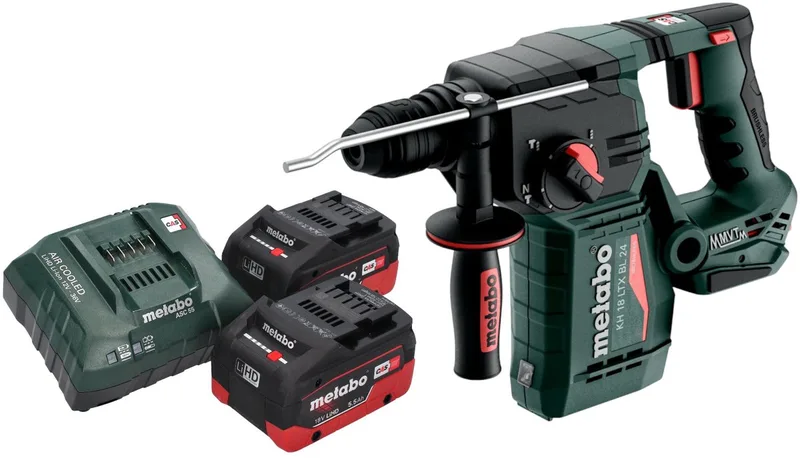 KH 18 LTX BL 24 accuboormachine 18 V 2,2 J SDS Plus Brushless + 2x LiHD accu 5,5 Ah + oplader de Metabo – image du produit