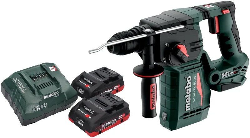 KH 18 LTX BL 24 accuboormachine 18 V 2,2 J SDS Plus Brushless + 2x LiHD accu 4,0 Ah + oplader von Metabo – Produktbild