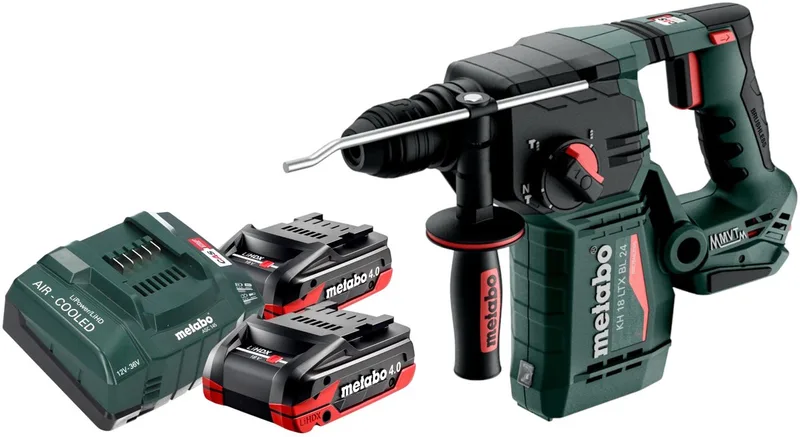 KH 18 LTX BL 24 accuboormachine 18 V 2,2 J SDS Plus Brushless + 2x LiHDX accu 4,0 Ah + oplader von Metabo – Produktbild