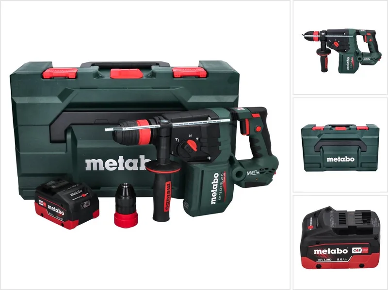 KH 18 LTX BL 28 Q accu-boorhamer 18 V 3 J SDS plus Brushless + 1x accu 8,0 Ah + metaBOX - zonder oplader de Metabo – image du produit