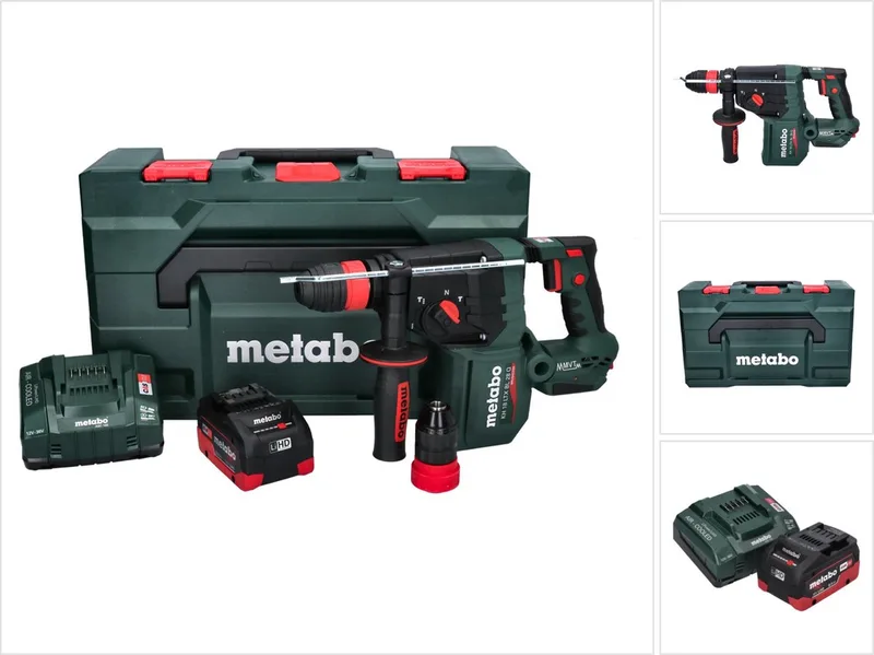 KH 18 LTX BL 28 Q accu-boorhamer 18 V 3 J SDS plus Brushless + 1x accu 8,0 Ah + oplader + metaBOX från Metabo – produktbild