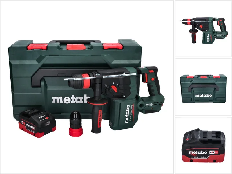 KH 18 LTX BL 28 Q accu-boorhamer 18 V 3 J SDS plus Brushless + 1x accu 5,5 Ah + metaBOX - zonder oplader de Metabo – image du produit