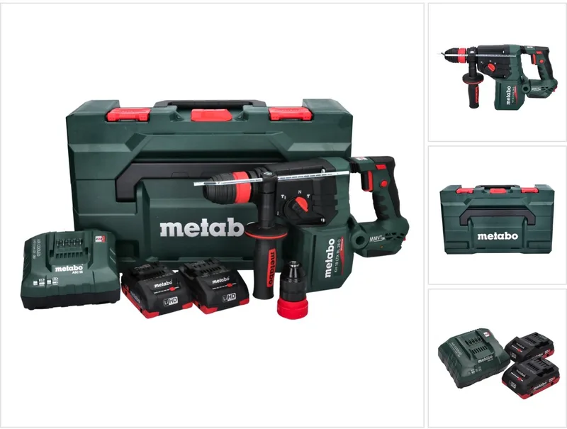 KH 18 LTX BL 28 Q accu-boorhamer 18 V 3 J SDS plus Brushless + 2x accu 4,0 Ah + oplader + metaBOX von Metabo – Produktbild