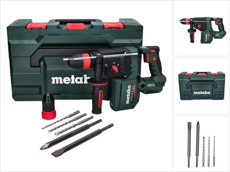 KH 18 LTX BL 28 Q accu-boorhamer 18 V 3 J SDS plus Brushless + 5-delige boor- en beitelset + metaBOX - zonder accu, zonder oplader från Metabo – produktbild