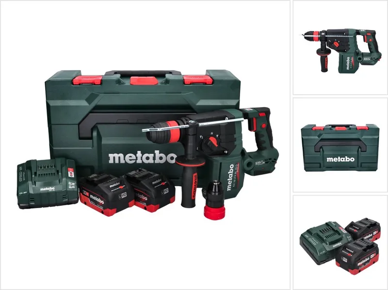 KH 18 LTX BL 28 Q accu-boorhamer 18 V 3 J SDS plus Brushless + 2x accu 8,0 Ah + oplader + metaBOX fra Metabo – produktbillede 1 af 5