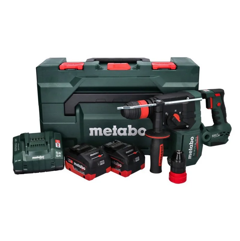 KH 18 LTX BL 28 Q accu-boorhamer 18 V 3 J SDS plus Brushless + 2x accu 8,0 Ah + oplader + metaBOX fra Metabo – produktbillede 2 af 5
