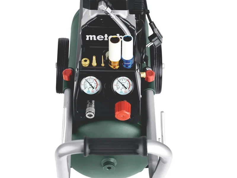 Kompressor Basic 220-24 OF Silent, 1100 W, max. 8 bar, 24 l, Inklusive Universal-Schnellkupplung, Zuggriff mit Gummierung by Metabo – product image 5 of 5