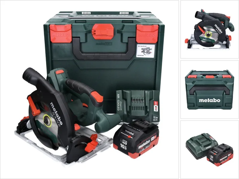 KS 18 LTX 57 accu-handcirkelzaag 18 V 165 mm + 1x accu 10,0 Ah + oplader + metaBOX från Metabo – produktbild