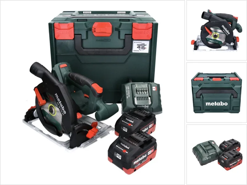 KS 18 LTX 57 accu-handcirkelzaag 18 V 165 mm + 2x accu 5,5 Ah + lader + metaBOX från Metabo – produktbild
