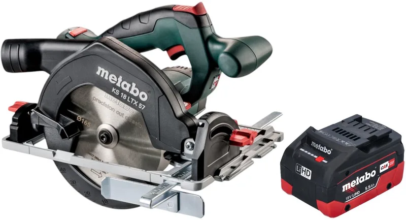 KS 18 LTX 57 Accucirkelzaag 18 V 165 mm + 1x LiHD accu 5,5 Ah - zonder oplader de Metabo – image du produit
