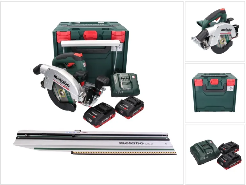 KS 18 LTX 66 BL accu-handcirkelzaag 18 V 165 mm + 2x accu 4,0 Ah + oplader + afkortrail + metaBOX von Metabo – Produktbild