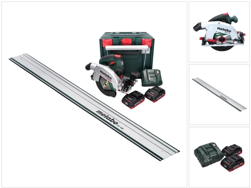 KS 18 LTX 66 BL accu-handcirkelzaag 18 V 165 mm + 2x accu 4,0 Ah + oplader + geleiderail + metaBOX de Metabo – image du produit