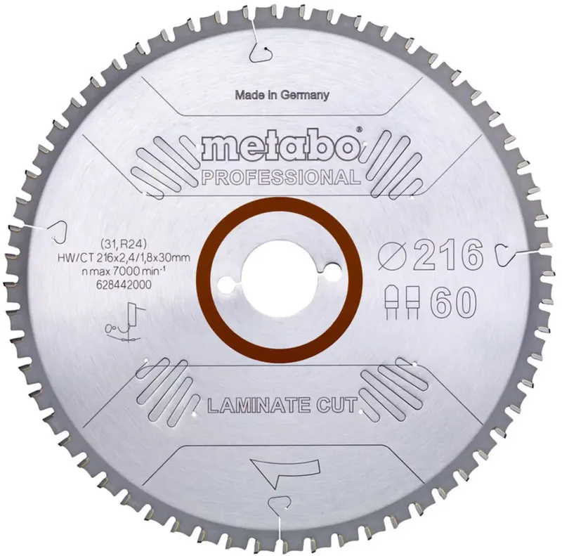 LAMINATE CUT PROFESSIONAL 628442000 Kreissägeblatt 216 x 30 x 1.8 mm Zähneanzahl: 60 1 St. von Metabo – Produktbild