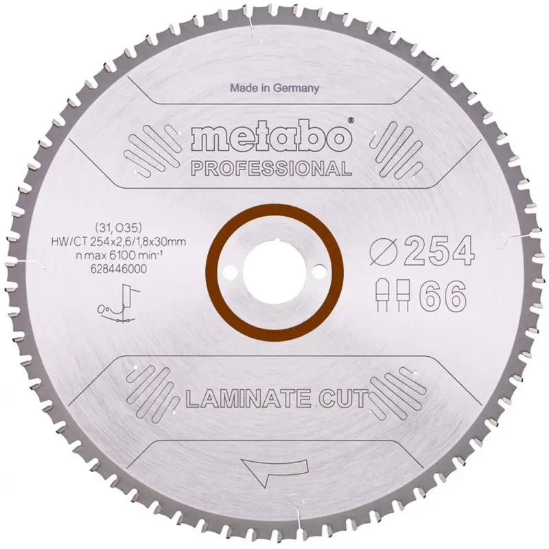 LAMINATE CUT PROFESSIONAL 628446000 Kreissägeblatt 254 x 30 x 2 mm Zähneanzahl: 66 1 St. von Metabo – Produktbild