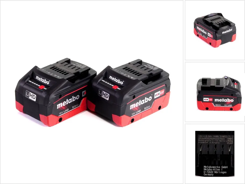 LiHD 2x accupack 18V 8,0Ah ( 625369000 ) by Metabo – product image