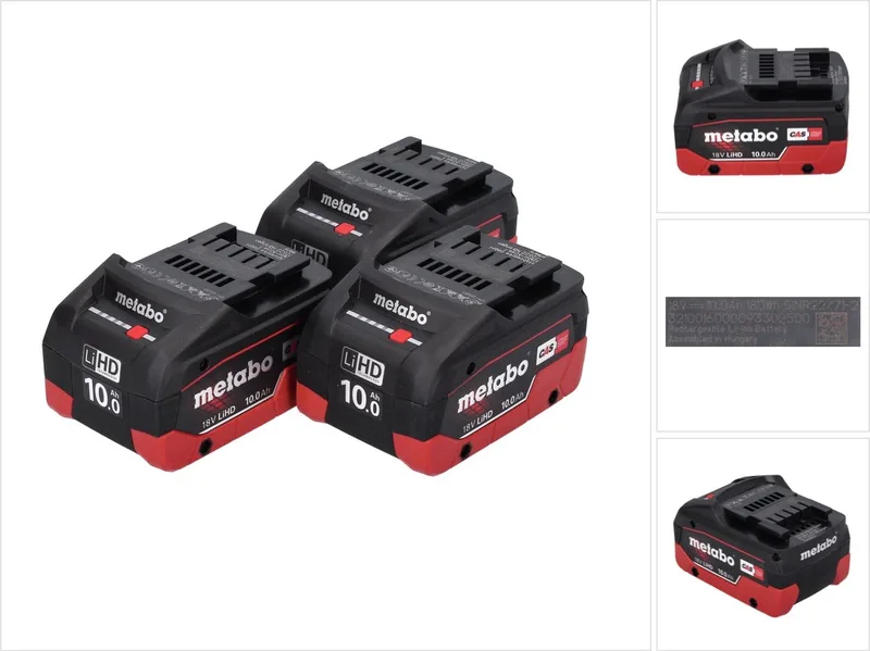 LiHD accupack set 3x 18 V 10,0 Ah CAS-systeem ( 3x 625549000 ) von Metabo – Produktbild