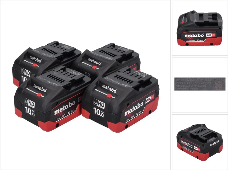 LiHD accupack set 4x 18 V 10,0 Ah CAS-systeem ( 4x 625549000 ) von Metabo – Produktbild