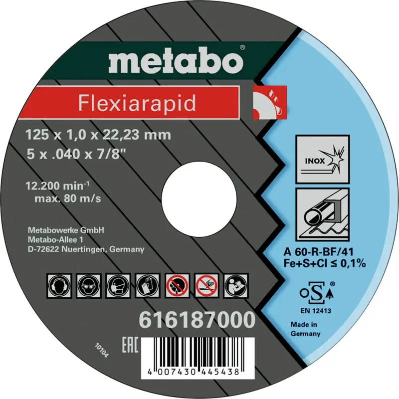 Metabo 616187000 Trennscheibe gerade 125 mm 25 St. Blech, Profile von Metabo – Produktbild