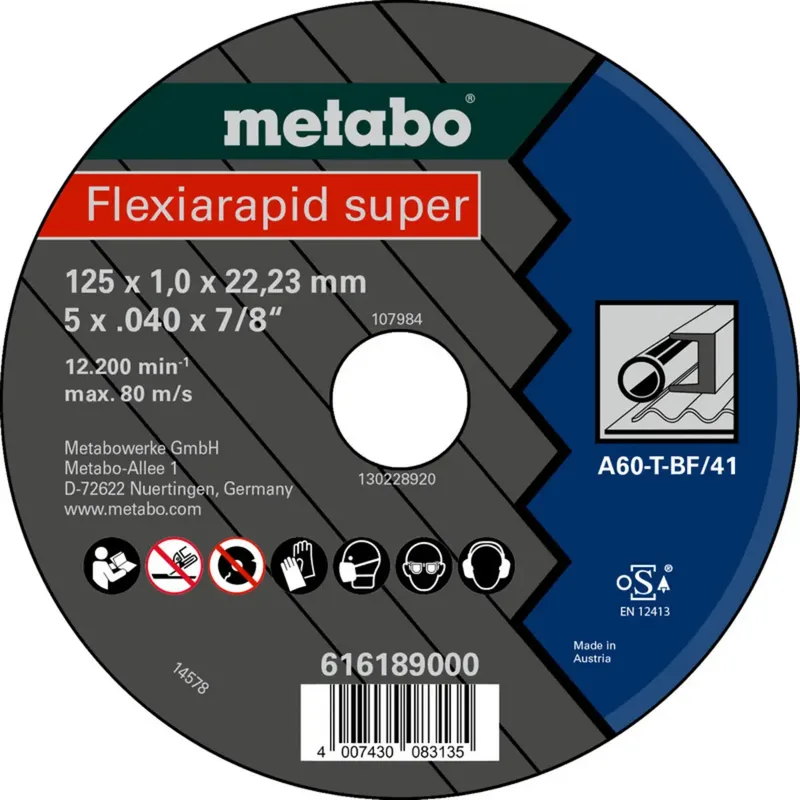 Metabo 616189000 Trennscheibe gerade 125 mm 25 St. Blech, Profile de Metabo – image du produit