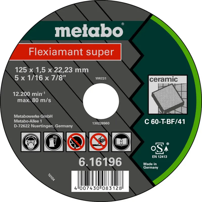 Metabo 616195000 Trennscheibe gerade 115 mm 25 St. Fliesen, Klinker, Keramik de Metabo – image du produit