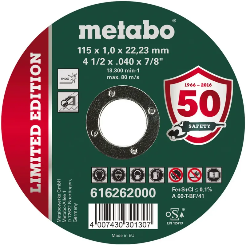 Metabo 616262000 Trennscheibe gerade 115 mm 100 St. rostfreier Stahl by Metabo – product image