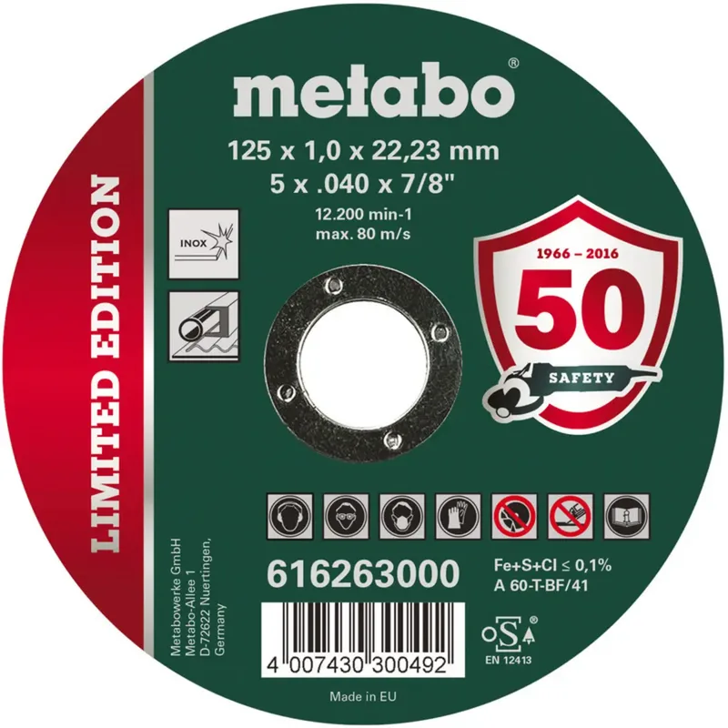 Metabo 616263000 Trennscheibe gerade 125 mm 100 St. rostfreier Stahl de Metabo – image du produit