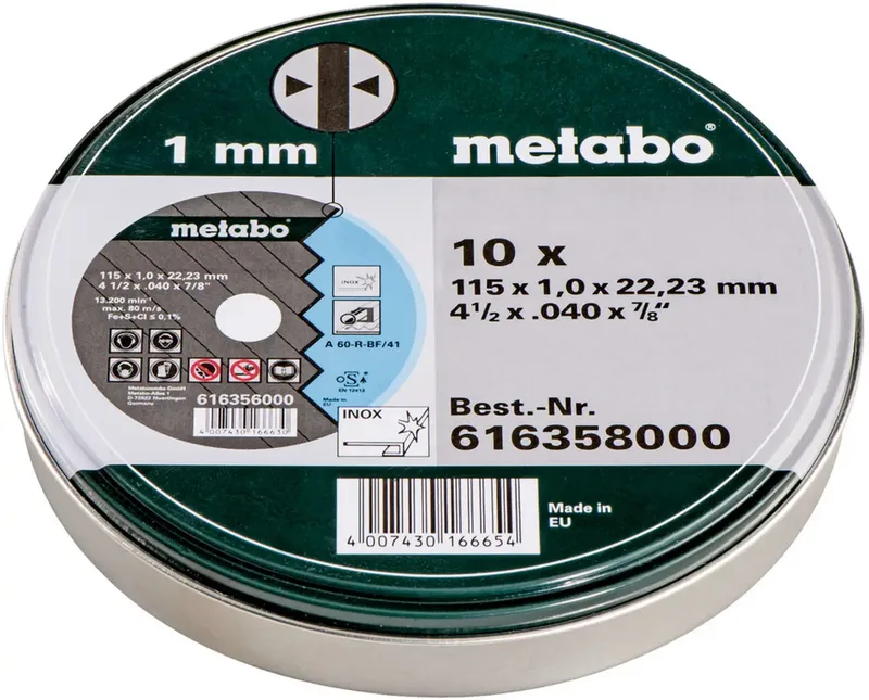 Metabo 616358000 Trennscheibe gerade 115 mm 10 St. Stahl, Edelstahl de Metabo – image du produit