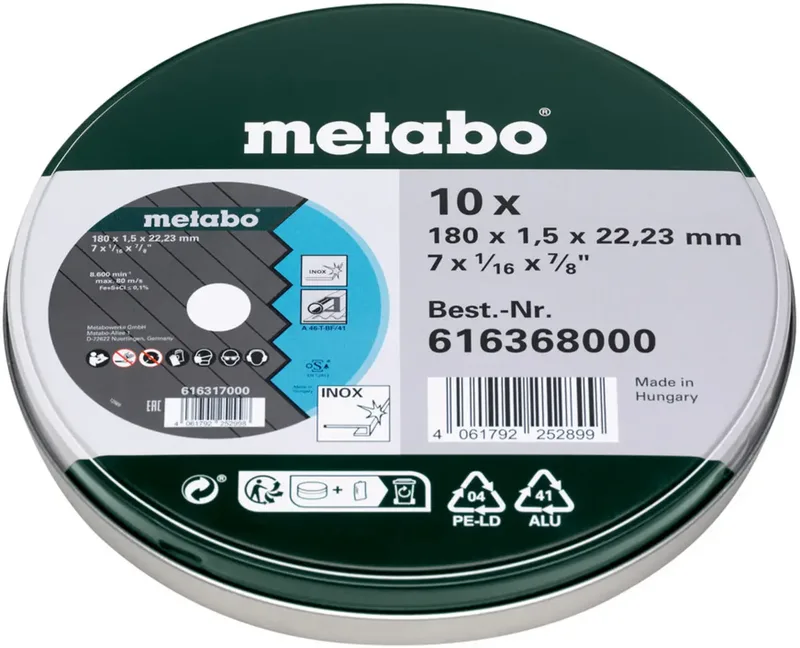 Metabo 616368000 Trennscheibe 180 mm 1 St. Edelstahl (rostfrei) de Metabo – image du produit