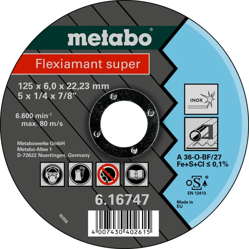 Metabo 616747000 Flexiamant super Schleifscheibe Durchmesser 125 mm Bohrungs-Ø 22.23 mm 25 St. by Metabo – product image