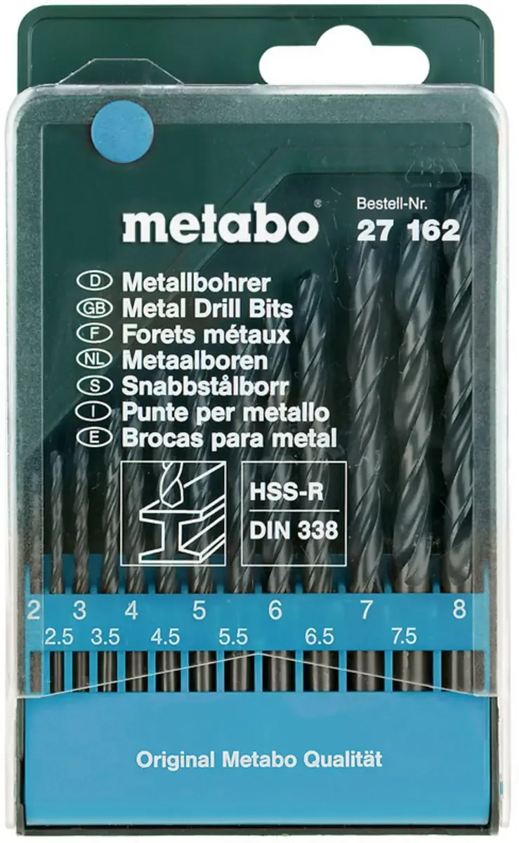 Metabo 627162000 Metall-Spiralbohrer 13teilig 2 mm, 2.5 mm, 3 mm, 3.5 mm, 4 mm, 4.5 mm, 5 mm, 5.5 mm, 6 mm, 6.5 mm, 7 mm, 7.5 mm, 8 mm 1 St. de Metabo – image du produit