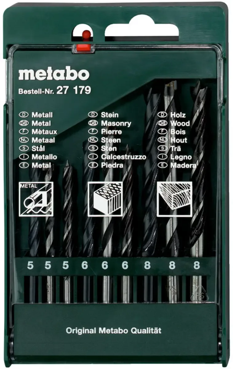 Metabo 627179000 Metall-Spiralbohrer-Set 9teilig 5 mm, 6 mm, 8 mm 1 St. de Metabo – image du produit