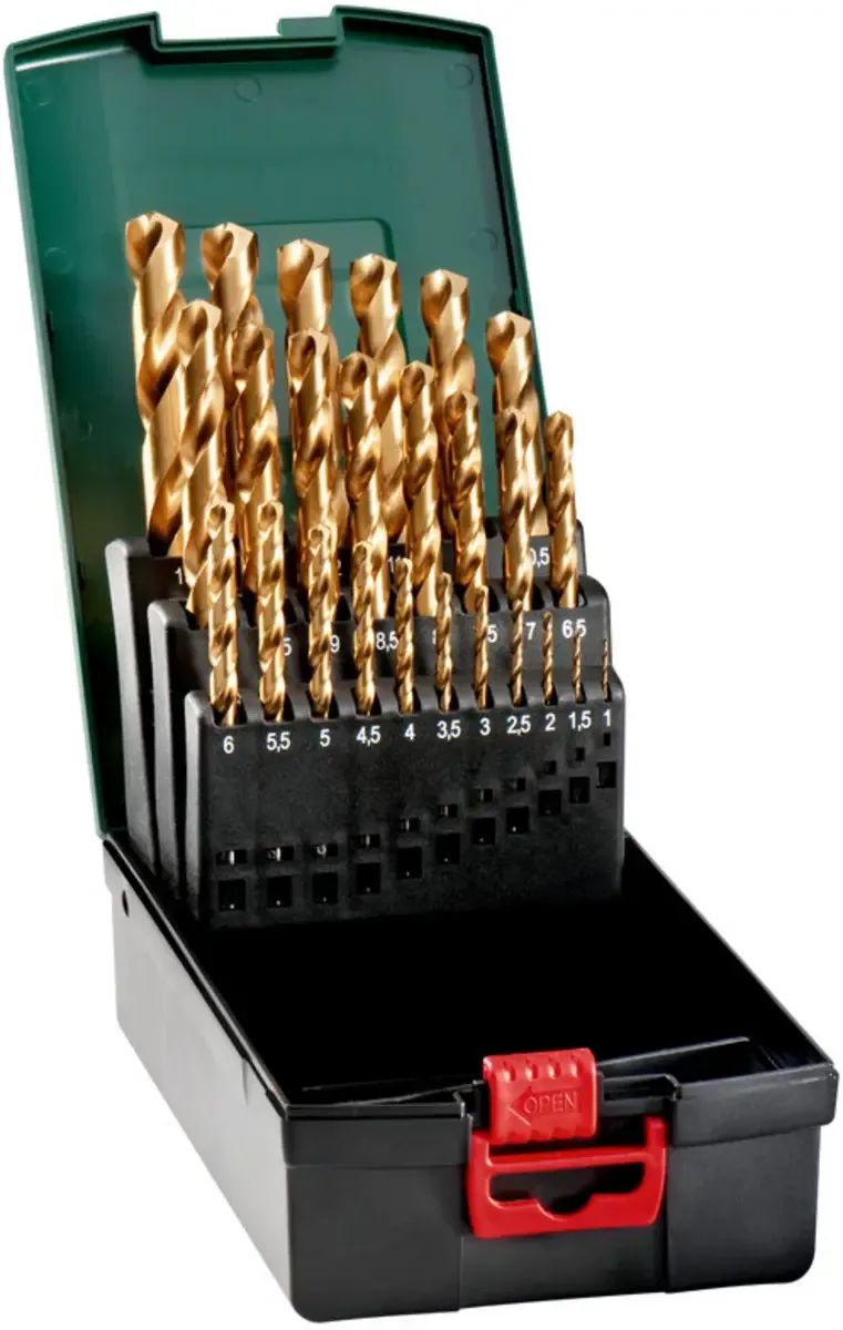 Metabo 627191000 Metall-Spiralbohrer-Set 25teilig 1 mm, 1.5 mm, 2 mm, 2.5 mm, 3 mm, 3.5 mm, 4 mm, 4.5 mm, 5 mm, 5.5 mm, 6 mm, 6.5 mm, 7 mm, 7.5 mm, 8 mm, 8.5 de Metabo – image du produit